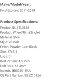 Roue en acier usagée Ford BB531015AA / Dimensions : 17x7.5 / Boulons : 5x114.3mm5x4.5po